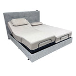 laver spilt king adjustable bed frame one side adjusted with foot and head sections elevated