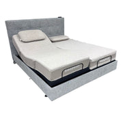 laver spilt king adjustable bed frame one side adjusted with foot and head sections elevated