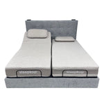 laver spilt king adjustable bed frame with Slaapkop natural latex mattress and pillows